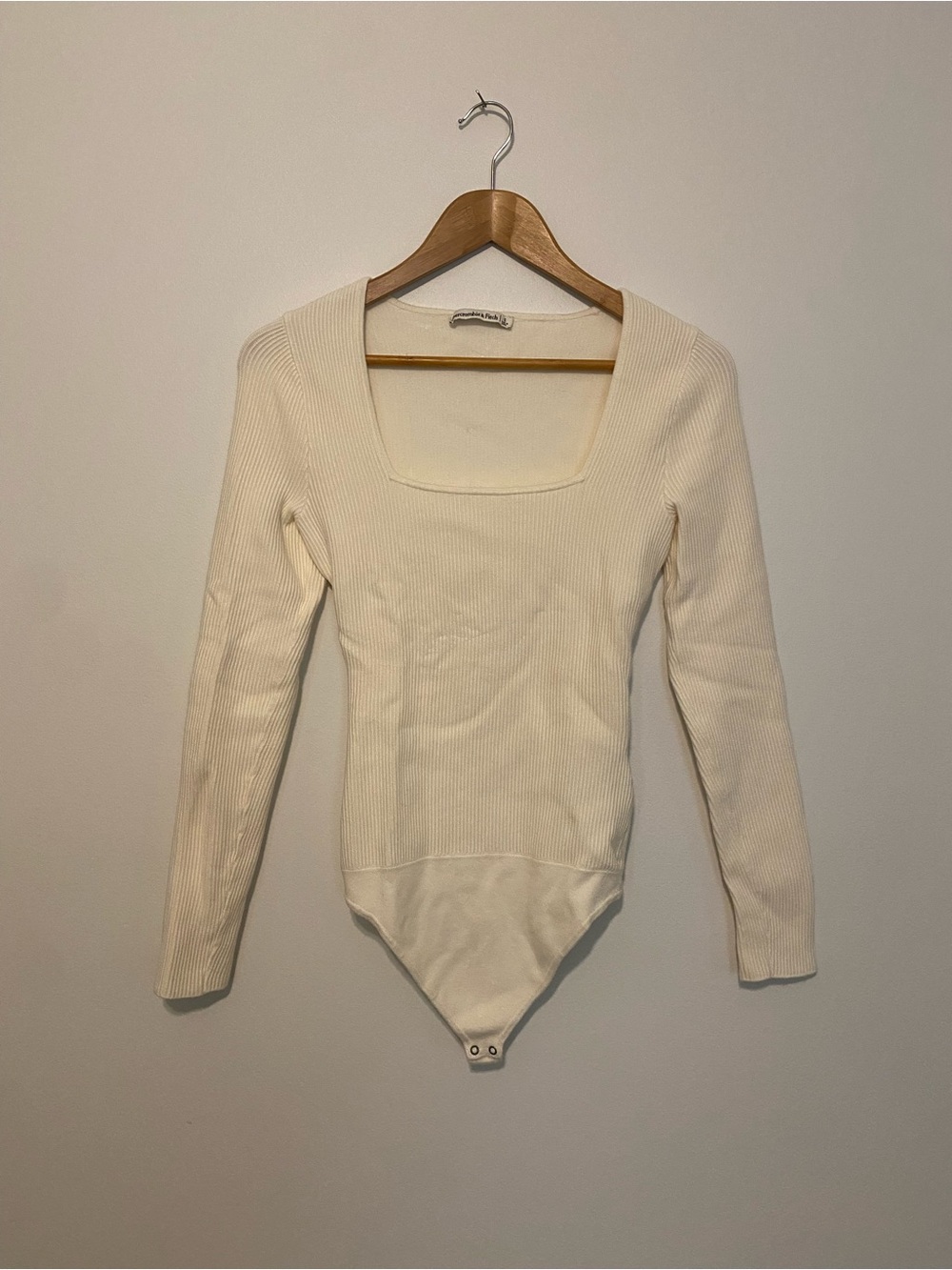 Abercrombie & Fitch Cream Ribbed Square Neck Bodysuit